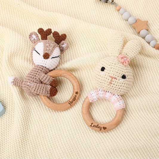 Personalised Baby Crochet Rattle